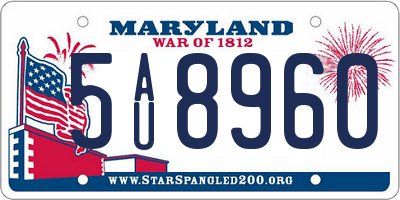 MD license plate 5AU8960