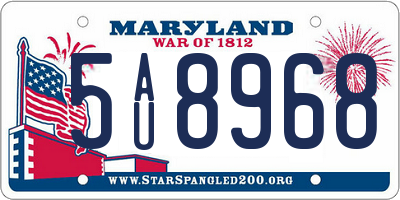 MD license plate 5AU8968