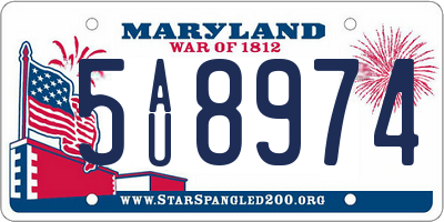 MD license plate 5AU8974