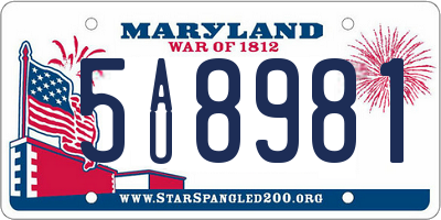 MD license plate 5AU8981