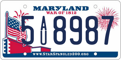 MD license plate 5AU8987