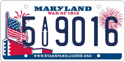 MD license plate 5AU9016