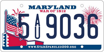 MD license plate 5AU9036