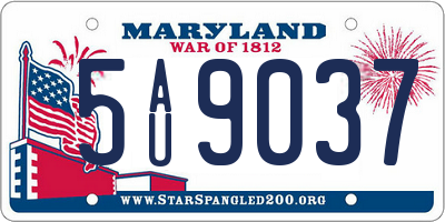 MD license plate 5AU9037