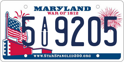 MD license plate 5AU9205