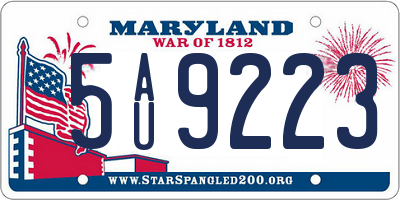 MD license plate 5AU9223