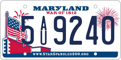 MD license plate 5AU9240