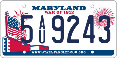 MD license plate 5AU9243