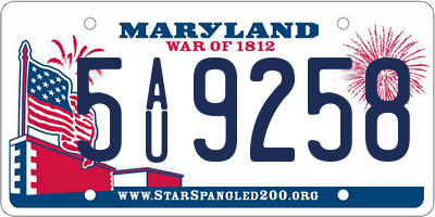MD license plate 5AU9258