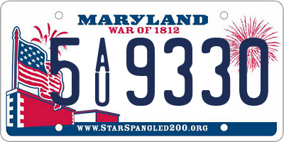 MD license plate 5AU9330