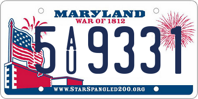 MD license plate 5AU9331