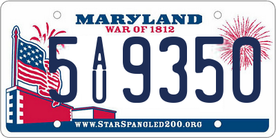 MD license plate 5AU9350