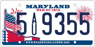 MD license plate 5AU9355