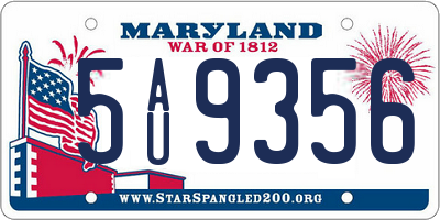 MD license plate 5AU9356