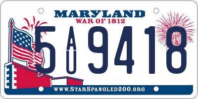 MD license plate 5AU9418