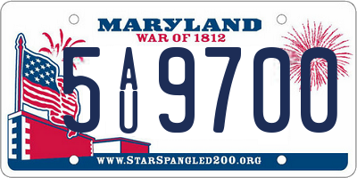 MD license plate 5AU9700