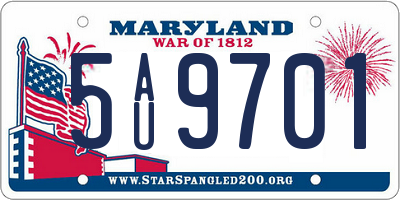 MD license plate 5AU9701
