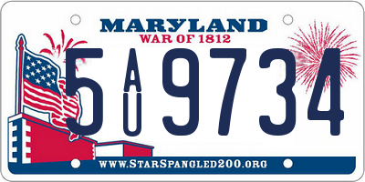 MD license plate 5AU9734