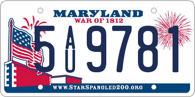 MD license plate 5AU9781
