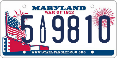 MD license plate 5AU9810