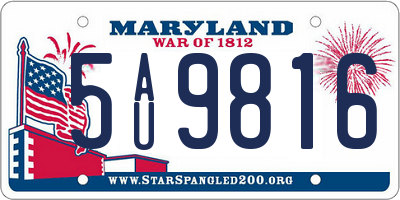 MD license plate 5AU9816