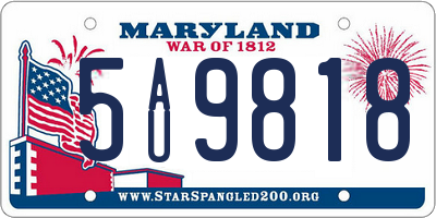 MD license plate 5AU9818