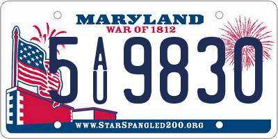 MD license plate 5AU9830