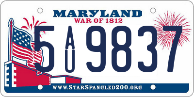 MD license plate 5AU9837