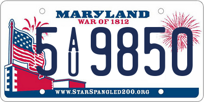 MD license plate 5AU9850
