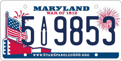 MD license plate 5AU9853