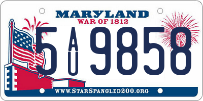 MD license plate 5AU9858