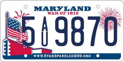MD license plate 5AU9870