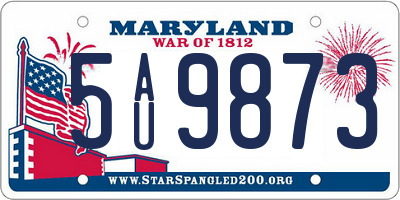 MD license plate 5AU9873