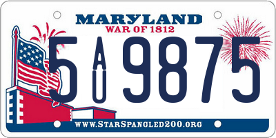 MD license plate 5AU9875