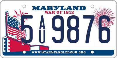 MD license plate 5AU9876