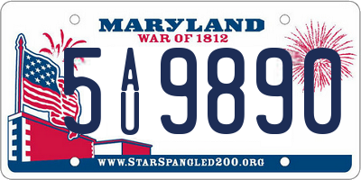 MD license plate 5AU9890