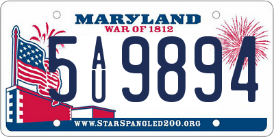 MD license plate 5AU9894