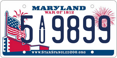 MD license plate 5AU9899