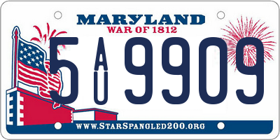 MD license plate 5AU9909