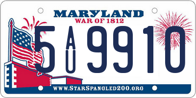 MD license plate 5AU9910
