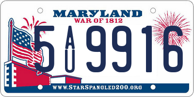 MD license plate 5AU9916