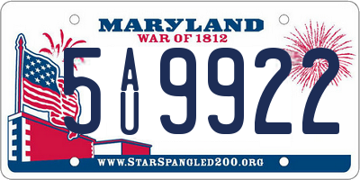 MD license plate 5AU9922