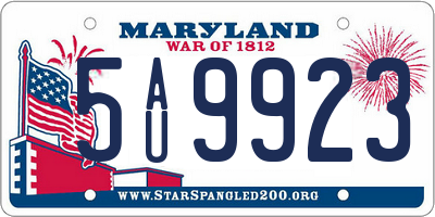 MD license plate 5AU9923