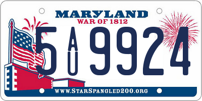 MD license plate 5AU9924