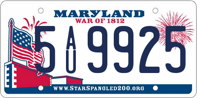 MD license plate 5AU9925