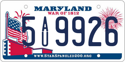 MD license plate 5AU9926
