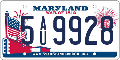 MD license plate 5AU9928