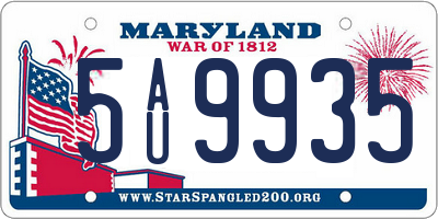 MD license plate 5AU9935