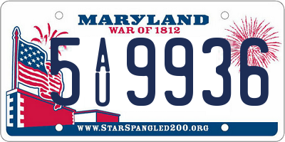 MD license plate 5AU9936