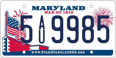 MD license plate 5AU9985